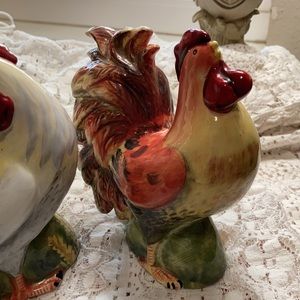 Large kitchen salt and pepper colorful chickens